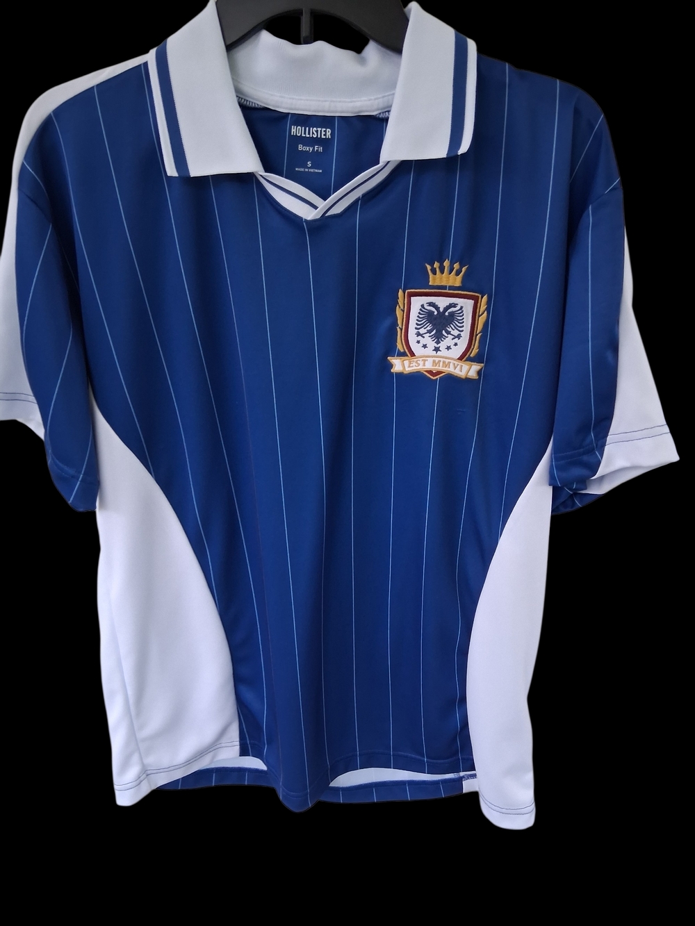 Hollister Blue & White Pinstripe Polo Shirt
